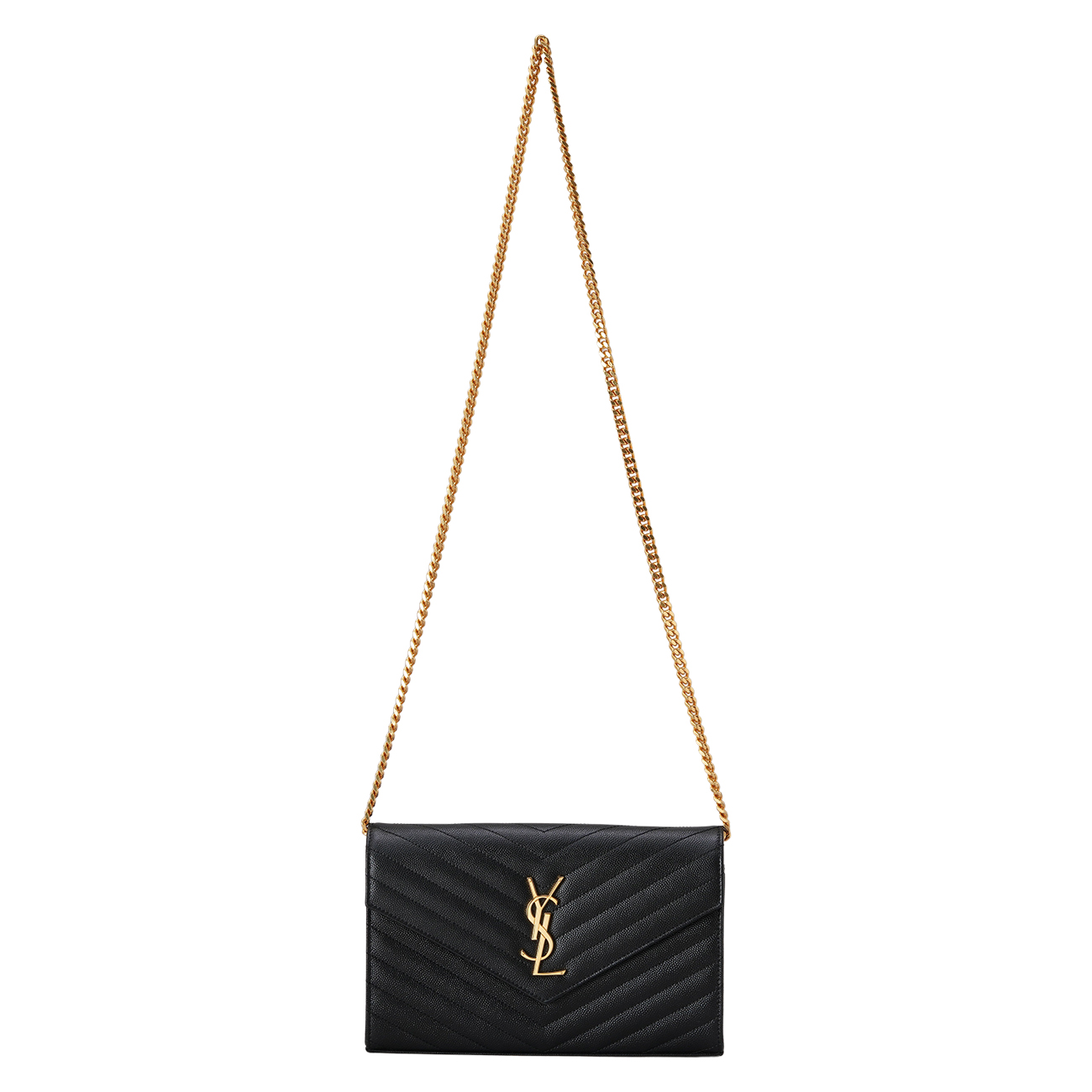 YVES SAINT LAURENT(USED)생로랑 377828 모노그램 쉐브론 체인 크로스백